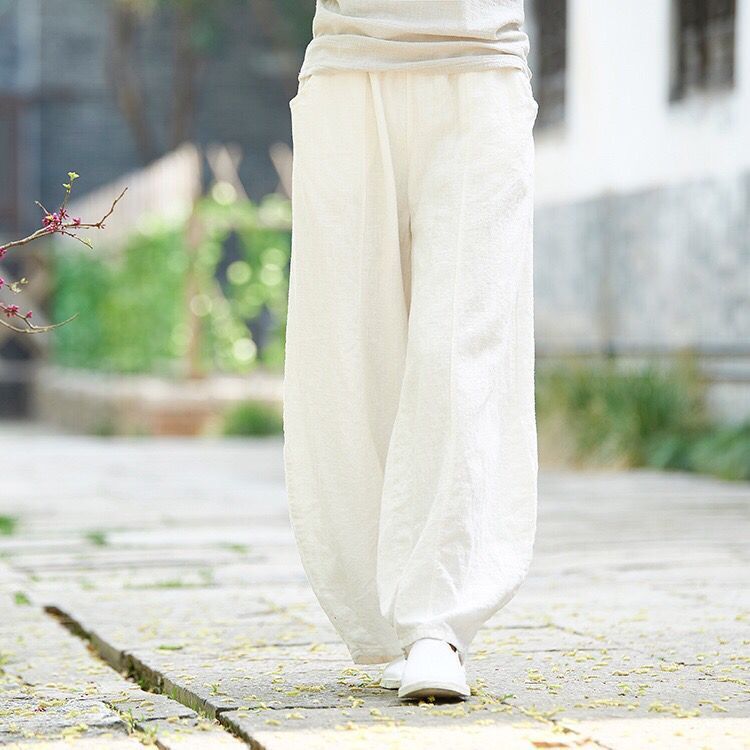 Vintage Plain Pocket Casual Lantern Pants