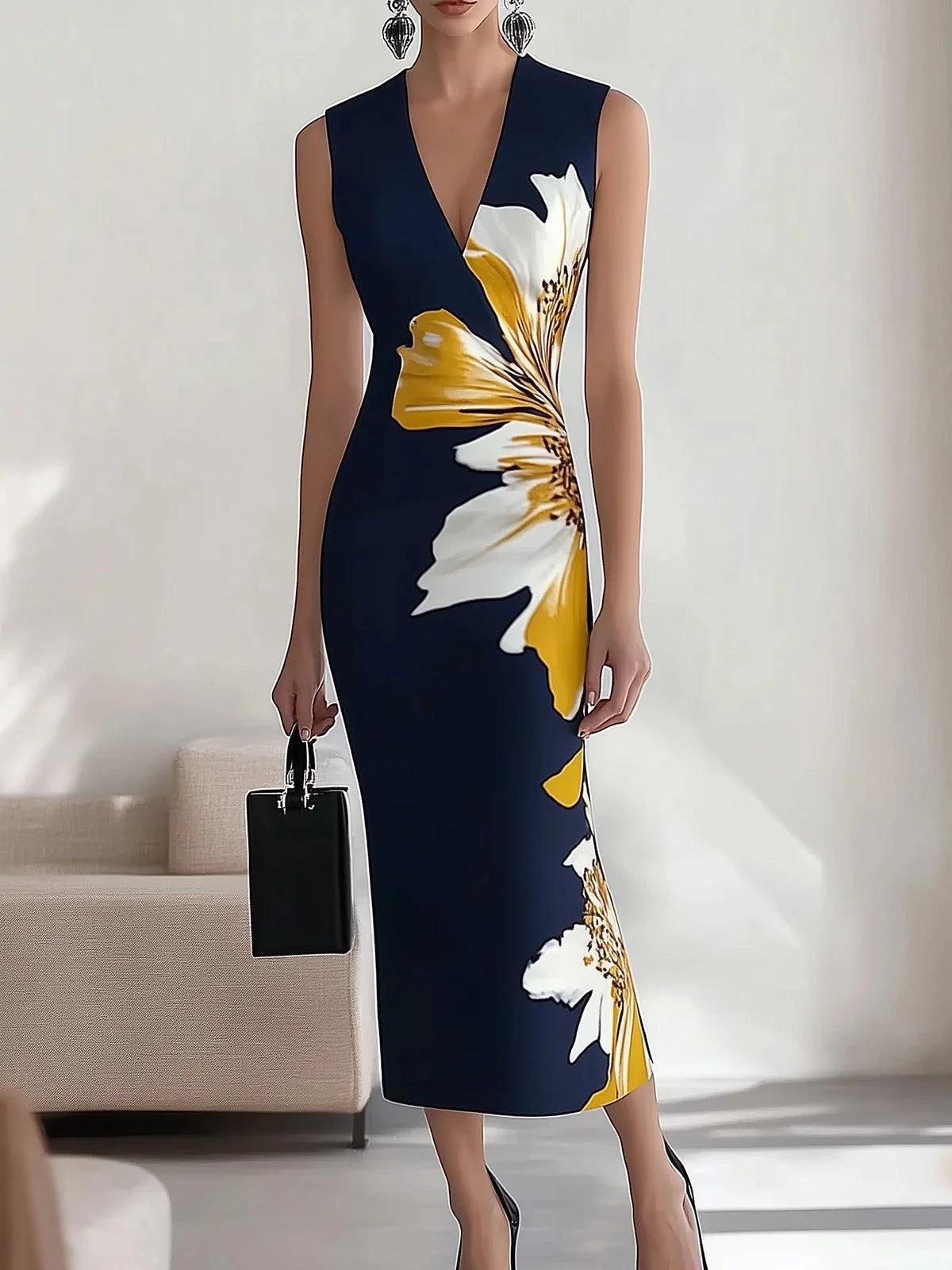 Elegant Printed Workplace Party Festival Midi Dress